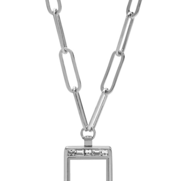 U Shaped Crystal Living Locket Necklace on Paperclip Chain - Picture 2 of 3